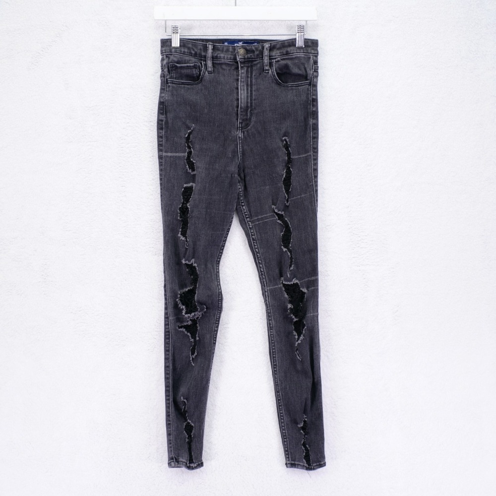 Hollister Ultra High Rise Super Skinny Black‎ Denim Jeans -5S 27 / 27- High Rise